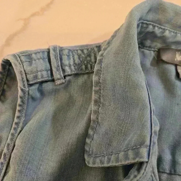 Neiman Marcus Sleeveless Collared 1/2 Button Down Jean Dress Blue Size Small - Picture 6 of 9